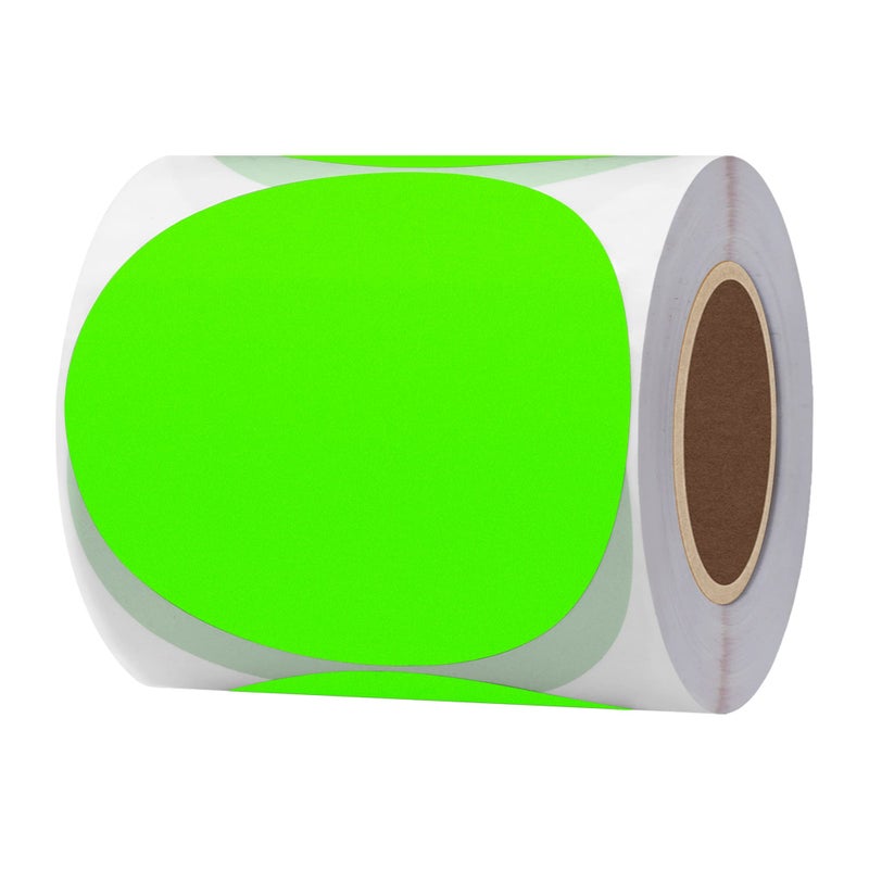 Hybsk Round Color Coding Circle Dots Labels Warehouse Inventory Organizer Stickers (3 inch, Fluorescent Green) - Image 1